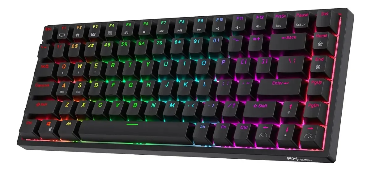 Teclado mecânico Rgb Gamer Rk Royal Kludge Rk84 Black Keyboard Rk84 Switches Idioma de rede Inglês EUA