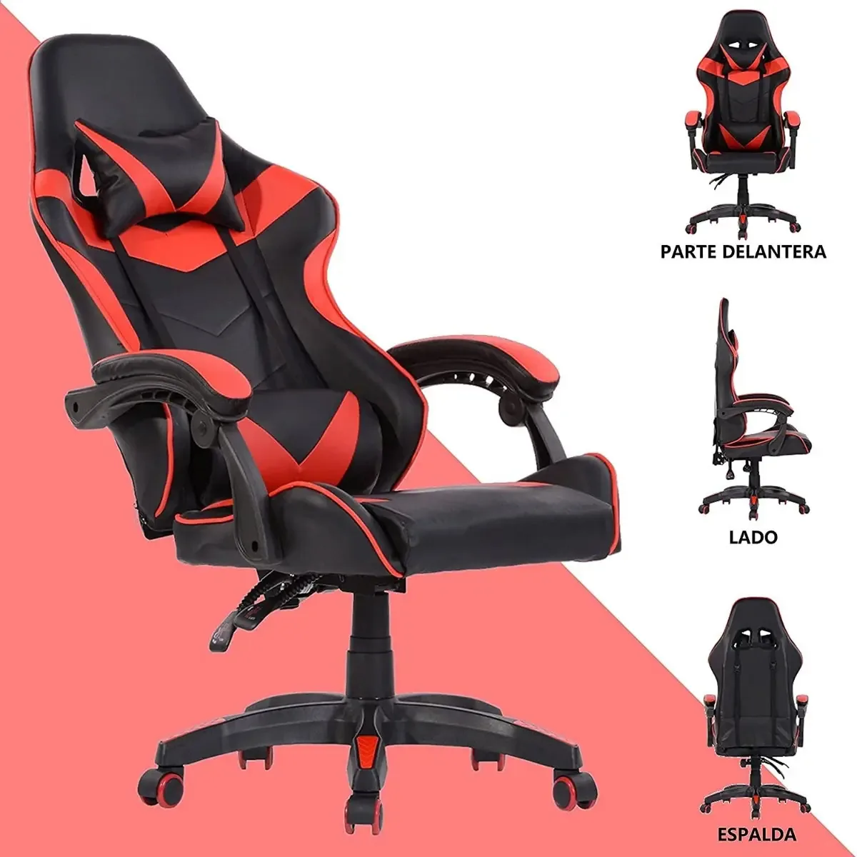 Cadeira Gamer Ergonomica Home Office Brozos Ajustáveis Pc Vermelho
