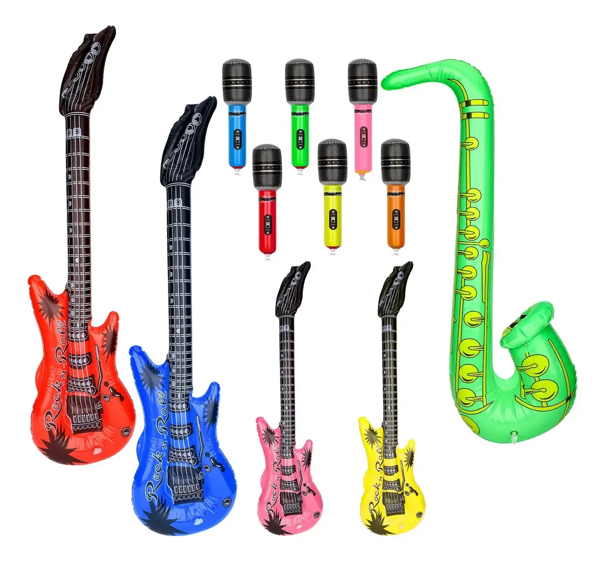 11 Peças Infláveis Instrumentos Festa Temática de Karaokê