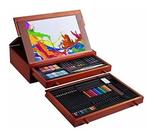 Conjunto de arte Igorfun Deluxe em caixa de madeira, com tons pastéis