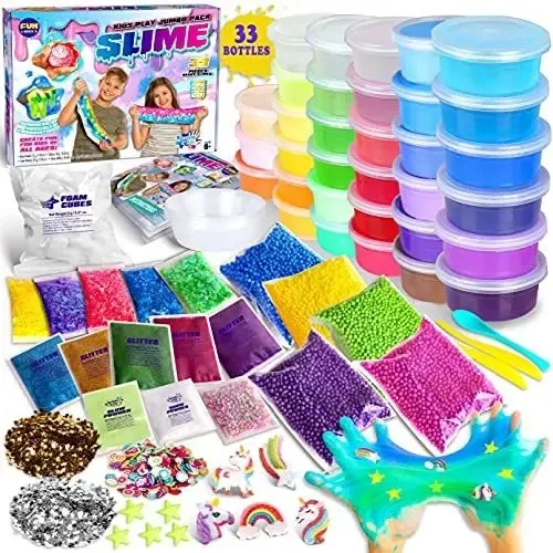 Argila viscosa macia com bolas de espuma de glitter