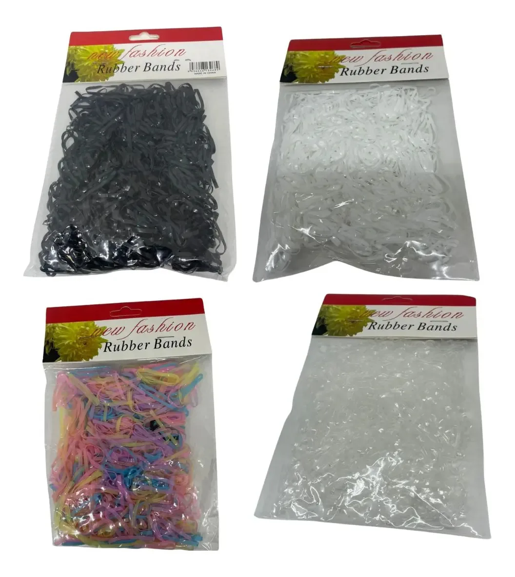Elásticos de borracha para cabelo, ligas pesadas, bolsas X4 de elásticos de cores variadas