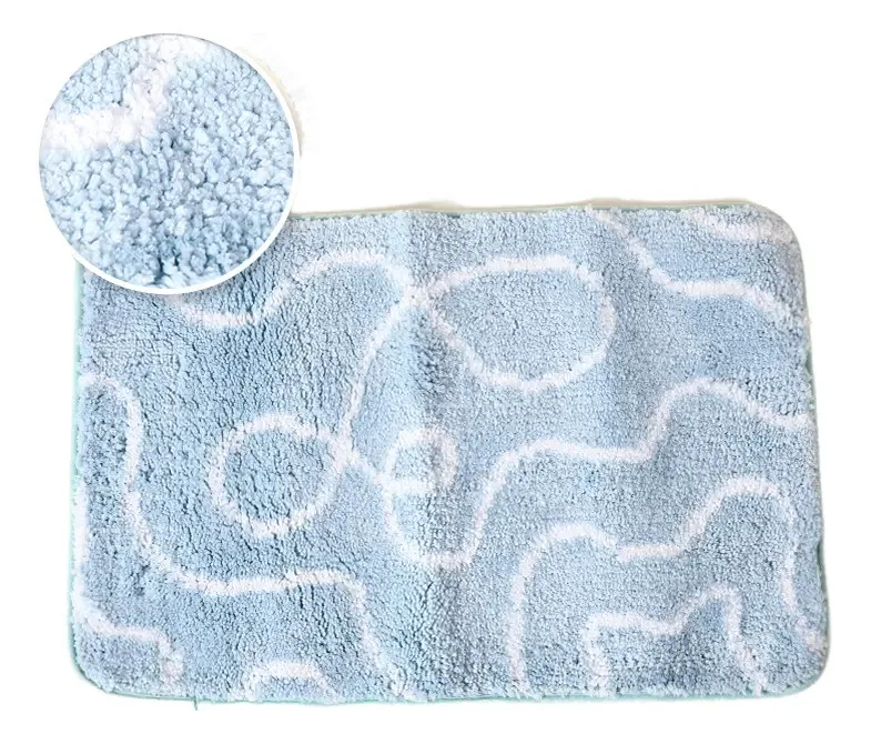 Tapete de banho Ximi Vogue Ondas 60x40 cm Tapete de banho antiderrapante azul celeste com padrão ondulado