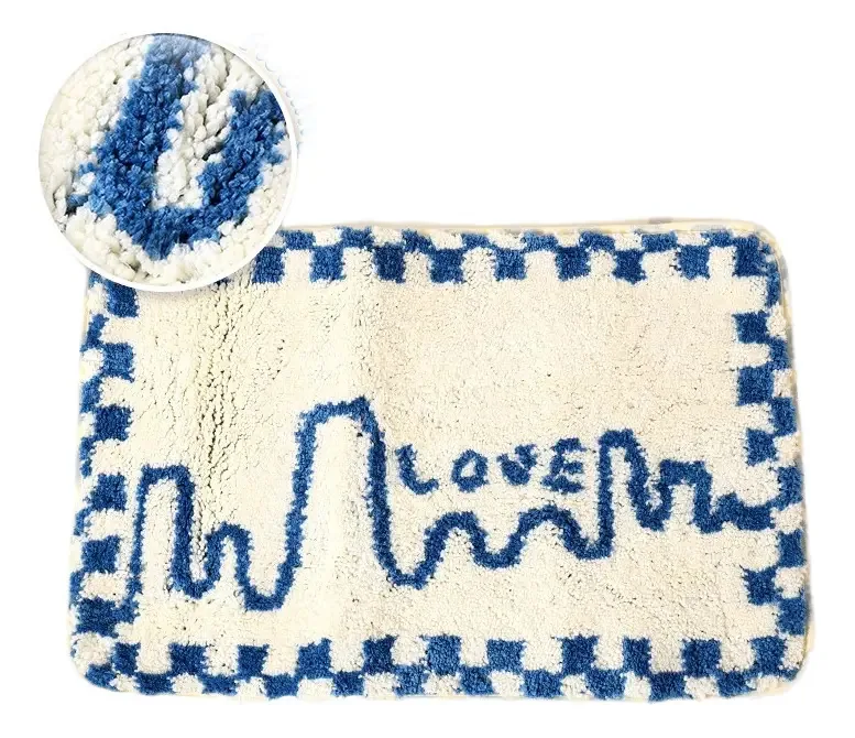 Tapete de banho Ximi Vogue Love, 60 x 40 cm, antiderrapante, cor creme, tapete de banho Love
