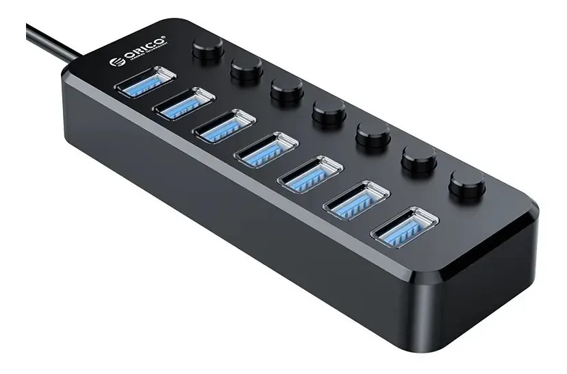 Hub Usb 3.0 Com Switches Individuais-7 Portas-orico Preto
