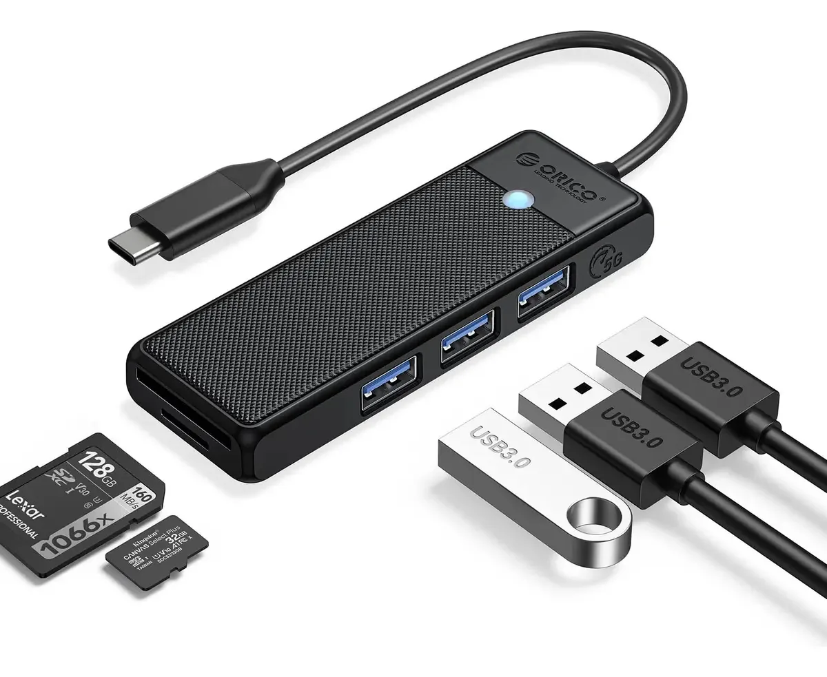 Hub USB C, hub USB Orico de 5 portas com leitor
