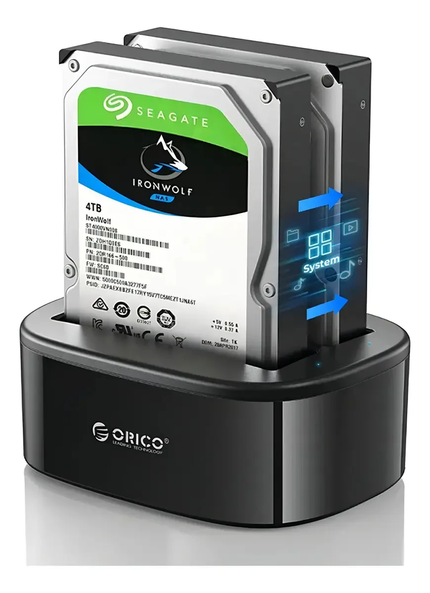 Estação de ancoragem Orico Dual Bay para disco rígido SATA para USB