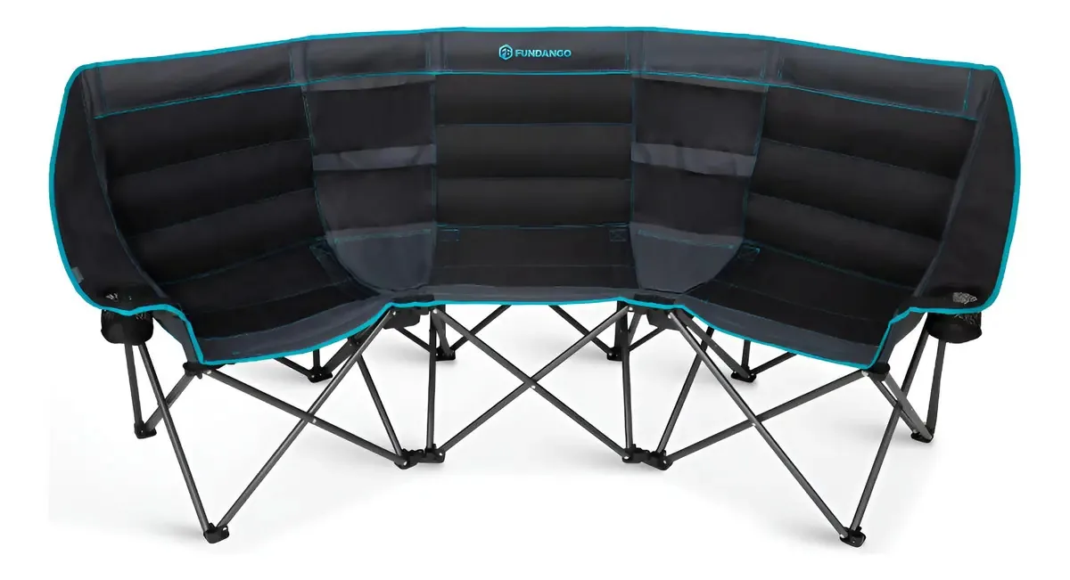 Cadeira de acampamento dupla Fundango com geladeira, cadeiras. Cor: Preto
