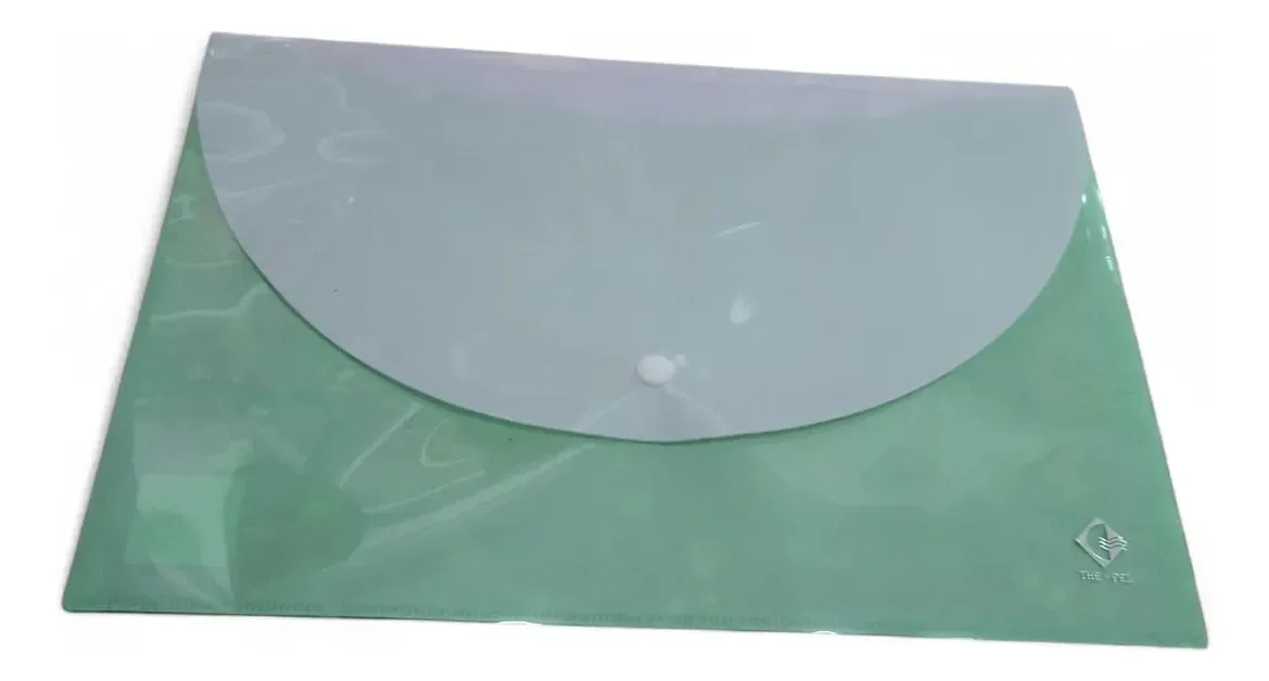 Envelope de plástico bicolor A4 com o botão Pel para documentos verdes claros no botão