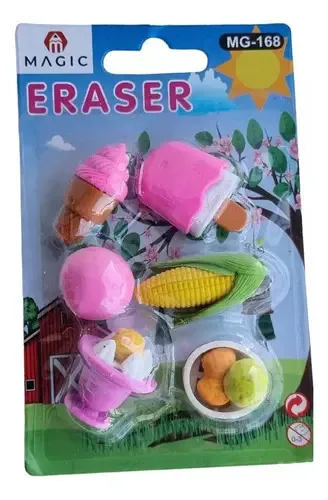 Eraser Eraser Shapes Food Ideal Souvenir X4 Blist Color Formas e Cores