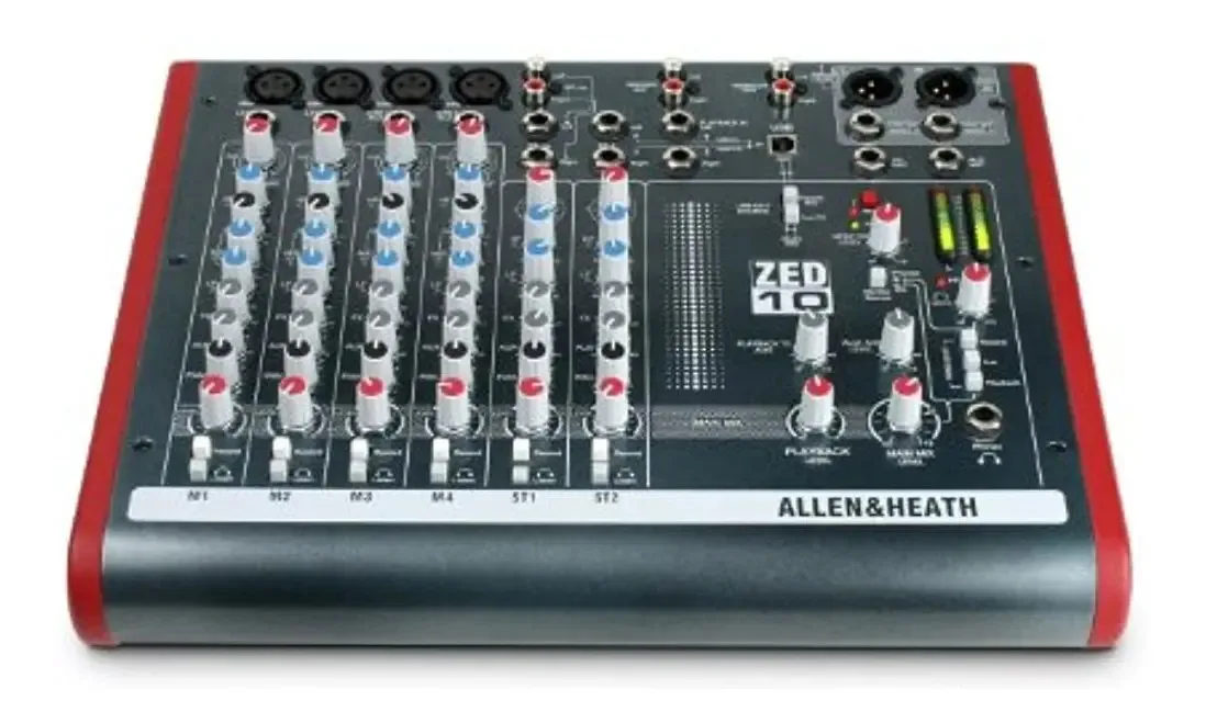 Allen & Heath Zed-10, quatro microfones/linhas Overol com 2 entradas D.i ativas e 3 entradas de linha estéreo