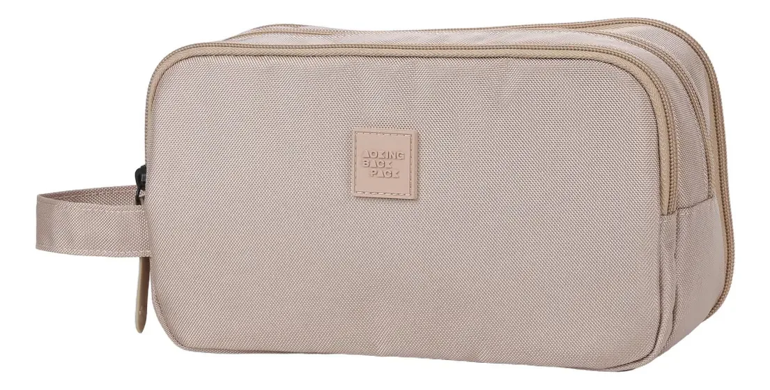 Bolsa de higiene feminina Aoking, cor bege, design de tecido liso