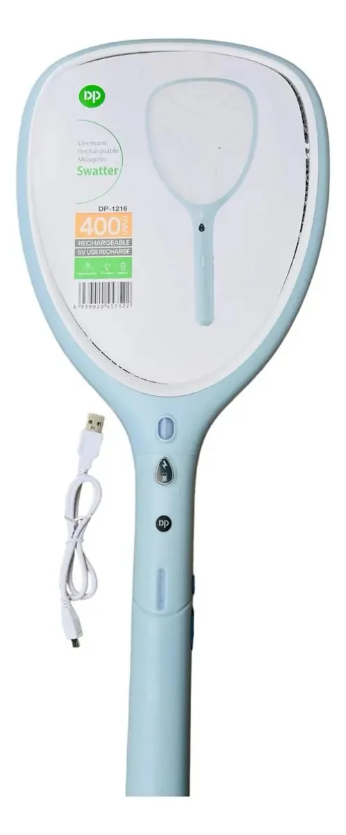 Raquete Elétrica Mata Insetos Recarregável Usb Nsbao Yg-d008 Cor Branco