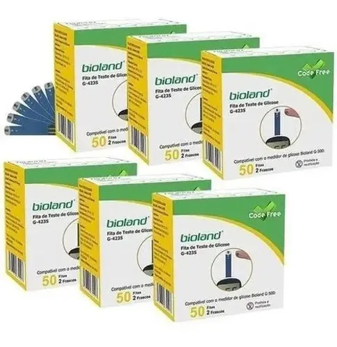 Tiras Reagentes Bioland G423S Teste Glicose 6 Caixas 50 Unidades
