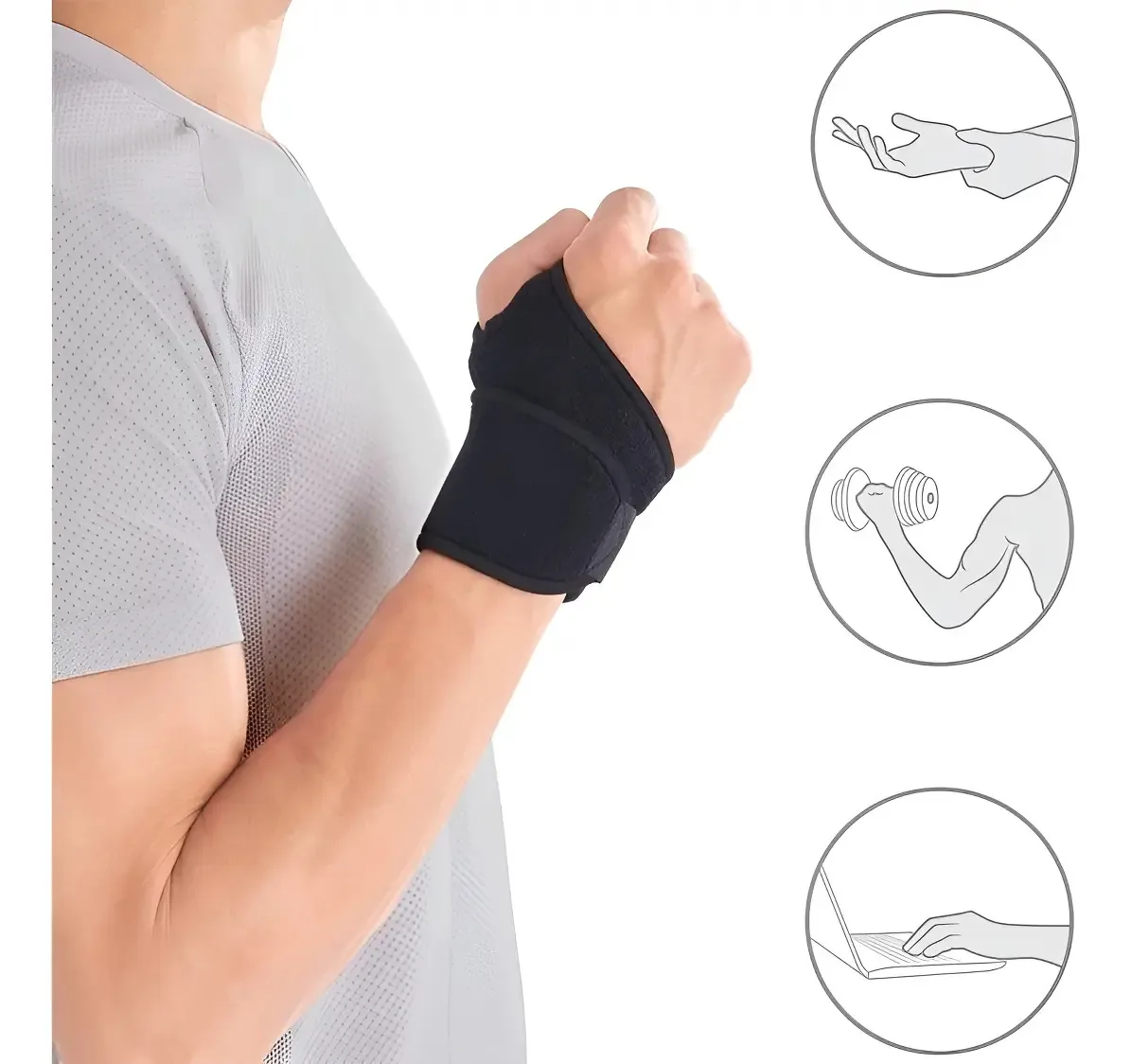 Pulseira dupla de neoprene de qualidade premium - preta