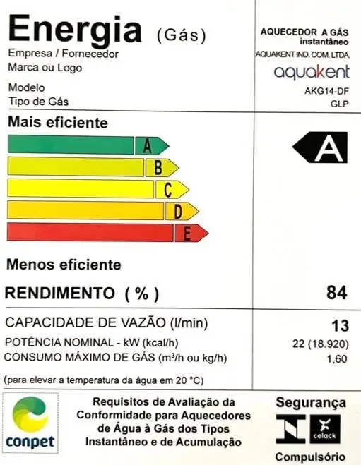 Aquecedor De Aguas A Gás Aquakent 14l Cinza