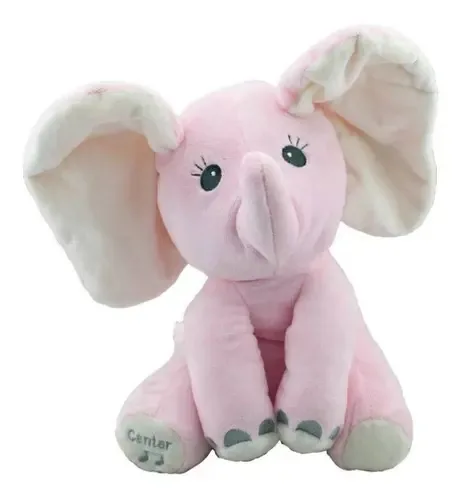 Elefante Pelúcia Musical Mexe Orelhas Rosa Bbr Toys