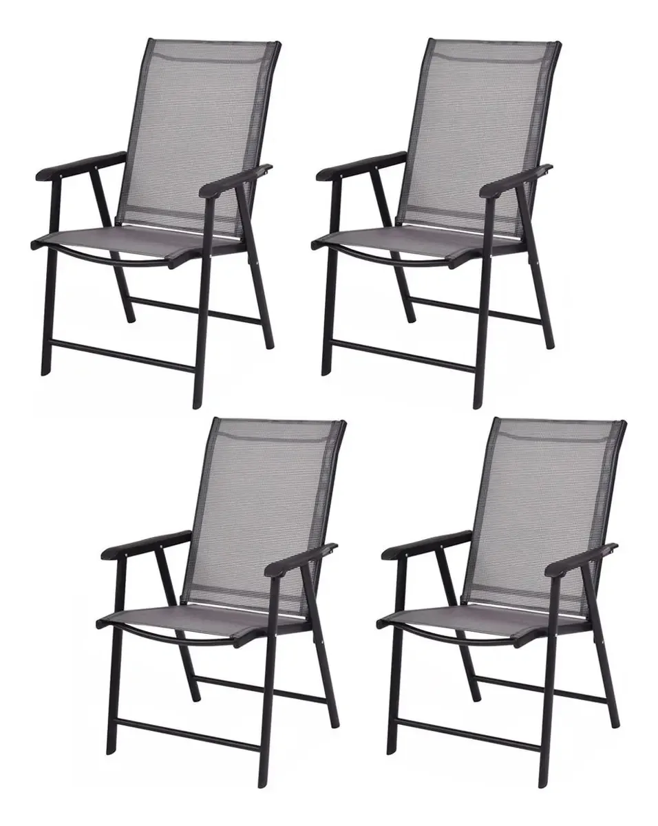 Giantex, conjunto de 4 cadeiras dobráveis com apoios de braços para U. Cor cinza