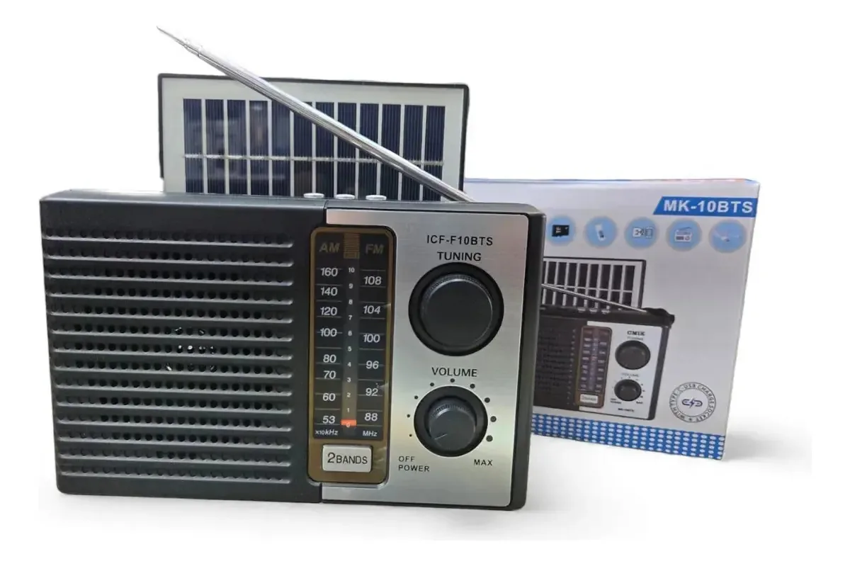 Rádio Cmik MK-10Bts AM/FM/SW Solar Preto