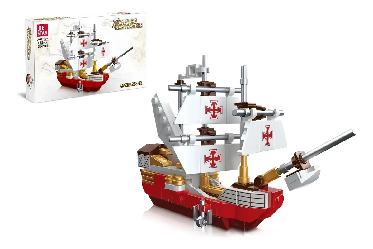 Blocos Barco Navio Era Da Navegação 158 Peças Jie Star