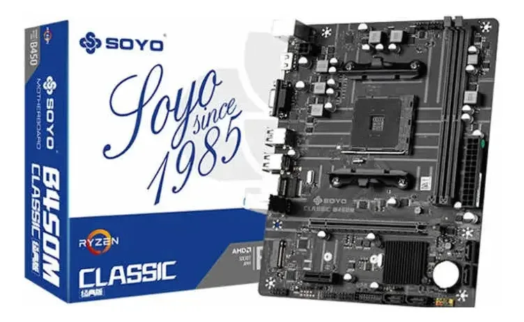Placa Mãe B450m Soyo Classic Am4 Ryzen Cor Preto