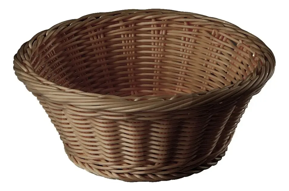 Cesta redonda de plástico de vime e caixa de pão de 18,5 cm de diâmetro