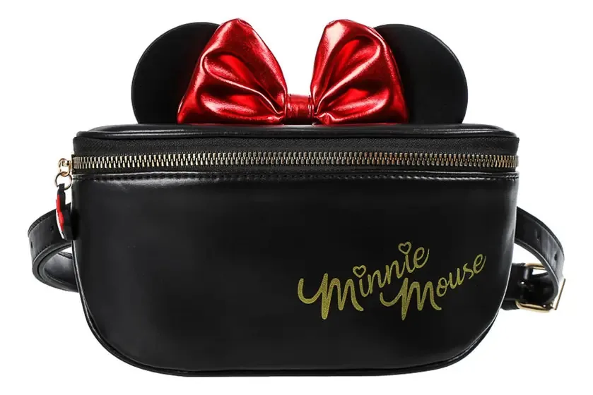 Bolsa Miniso Disney Minnie Mouse com laço e orelhas preta 7x1