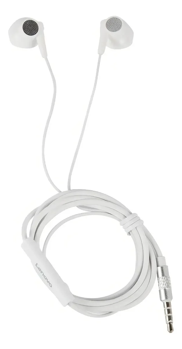 Fones de ouvido Lenovo, fones de ouvido Handsfree, cabo branco