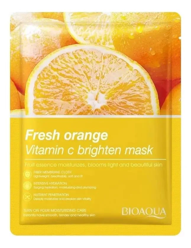 10 Máscaras Faciais de Laranja Bioaqua Iluminadoras para Pele Mista