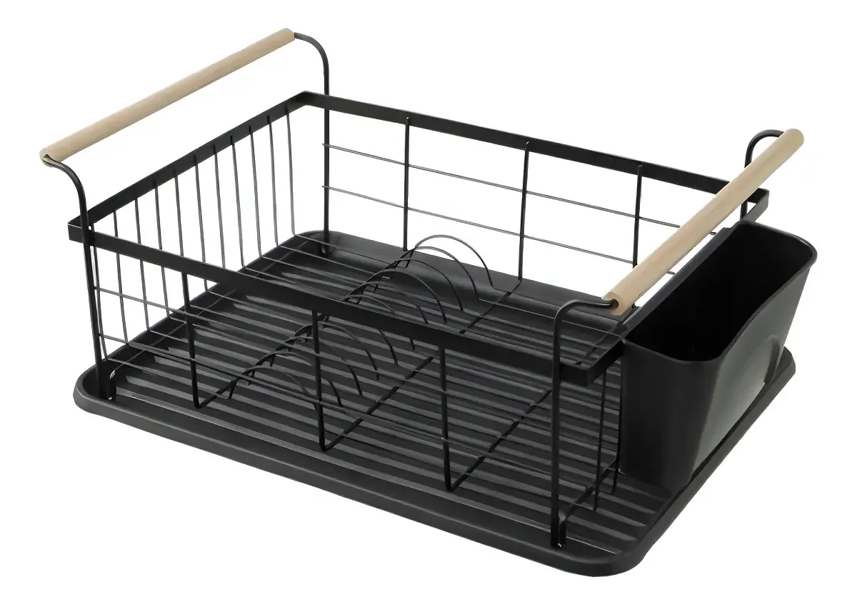 Escorredor De Louça Preto Com Porta Talheres La Cuisine