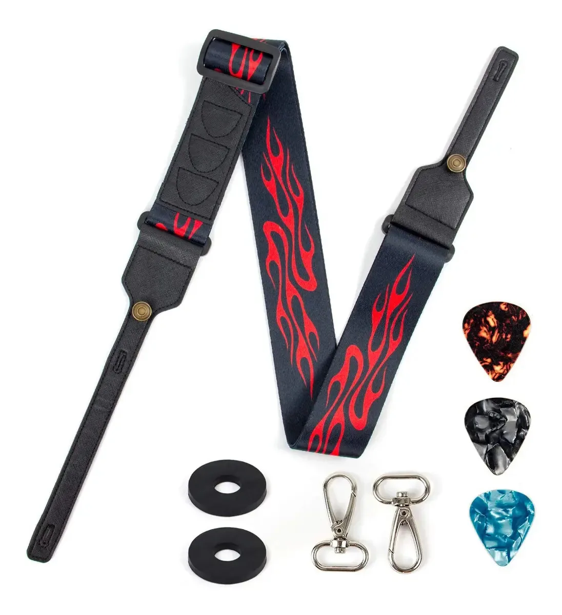 Aklot - Pulseira multifuncional para guitarra elétrica Banjo cor vermelha
