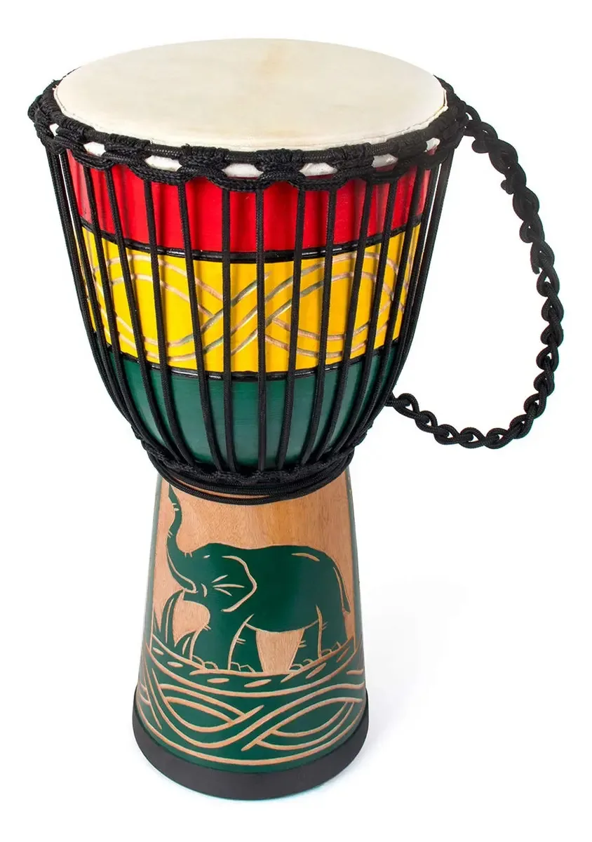 Djembe, Tambor Africano Bongo Congo Tamanho Padrão Mogno Cabeça de Cabra (9 Polegadas, Verde)