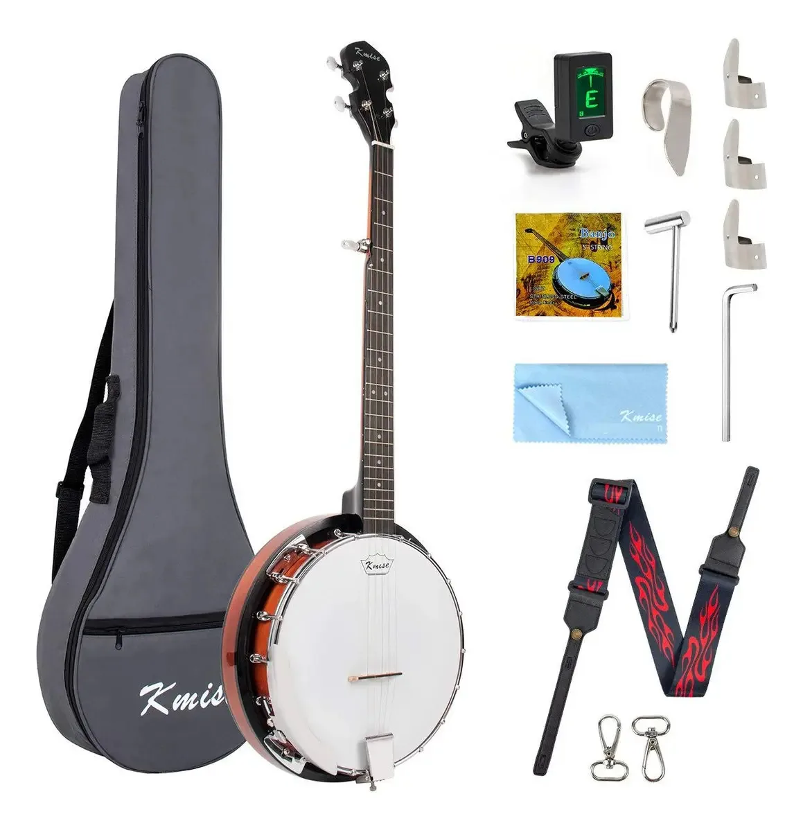 Conjunto de banjo profissional de 5 cordas em tamanho real