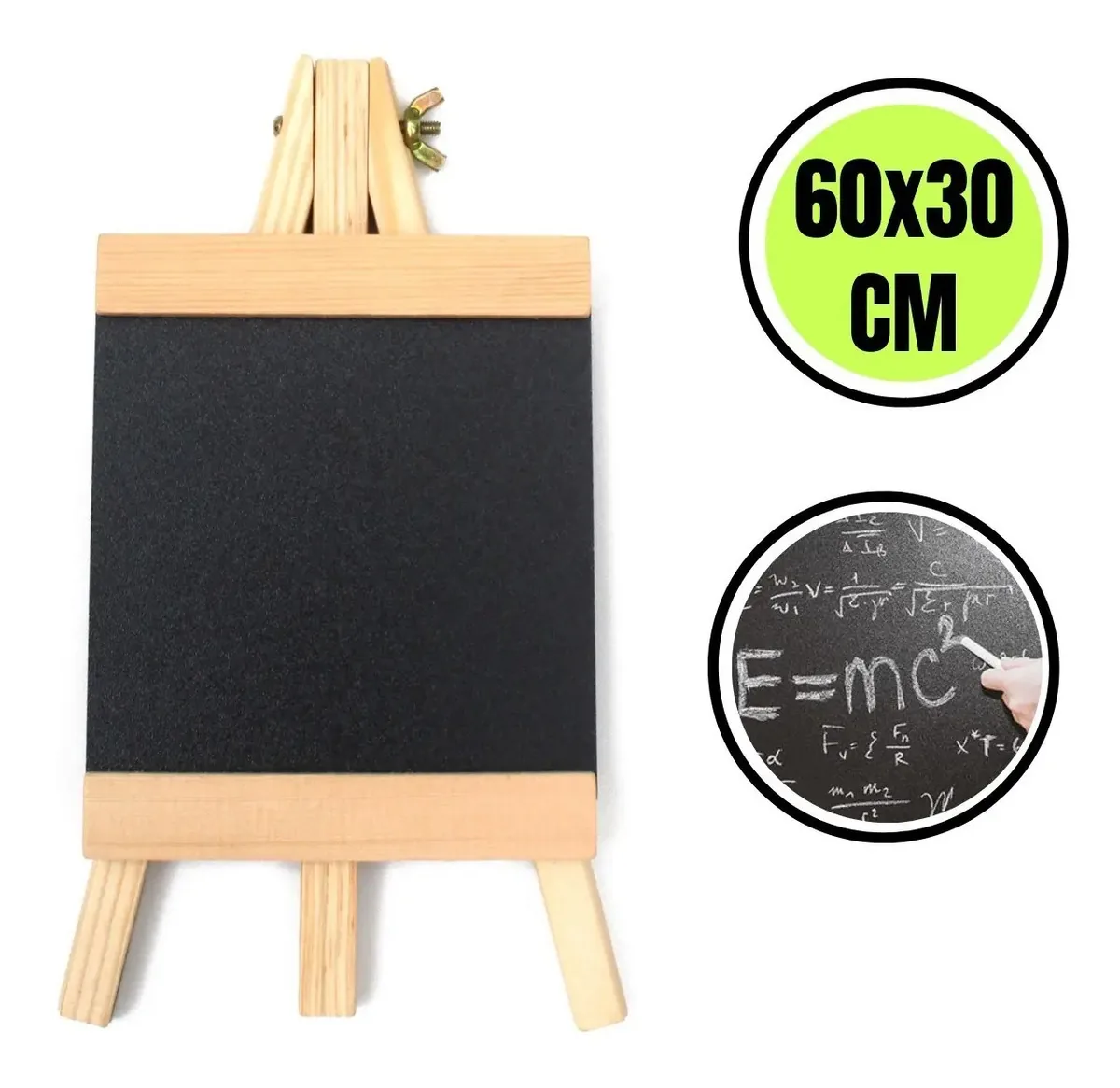 Quadro negro de giz 30x60cm com publicidade em moldura de madeira