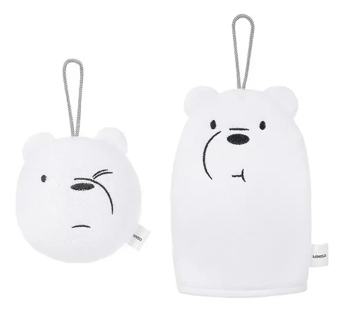 Conjunto Esponjas De Banho Ursos Sem Curso Polar Miniso Cor Branco