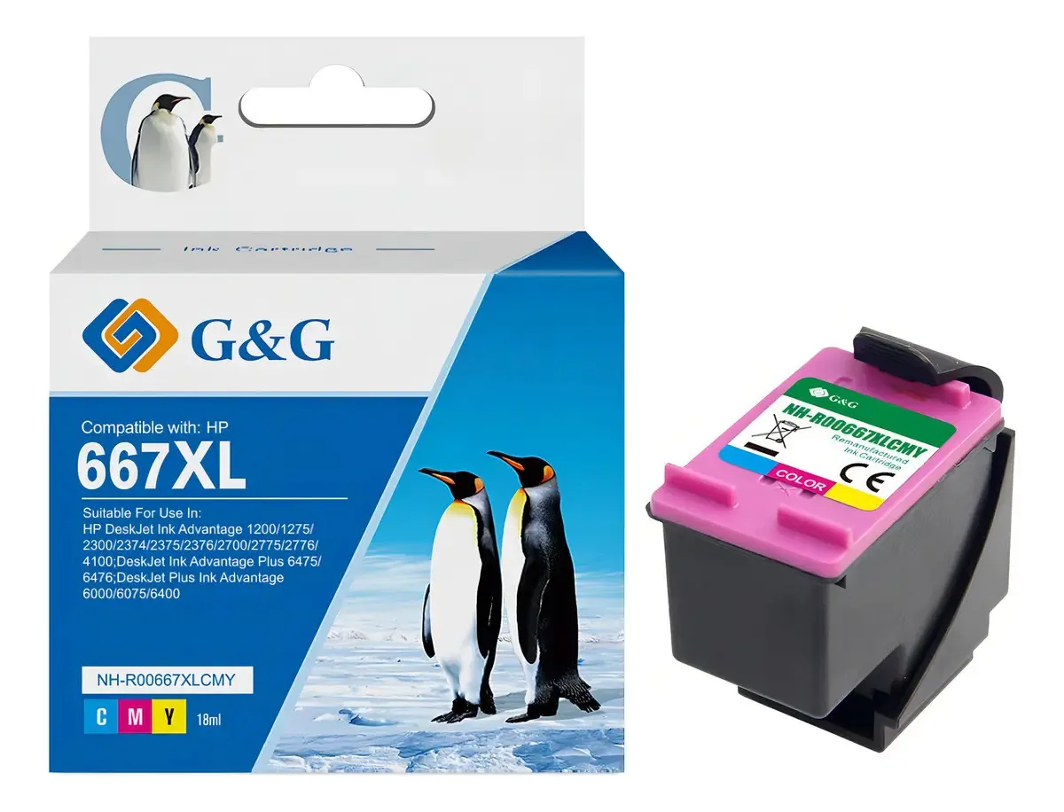 Cores alternativas de cartucho H-667xl Suprimentos de impressão de 18 ml