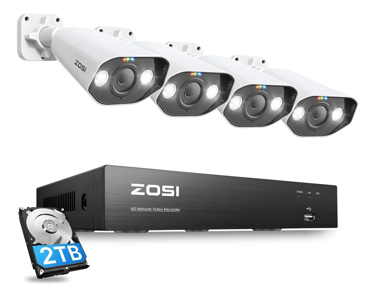 Sistema de câmera de segurança Zosi PoE 4k 8ch PoE-4Cam