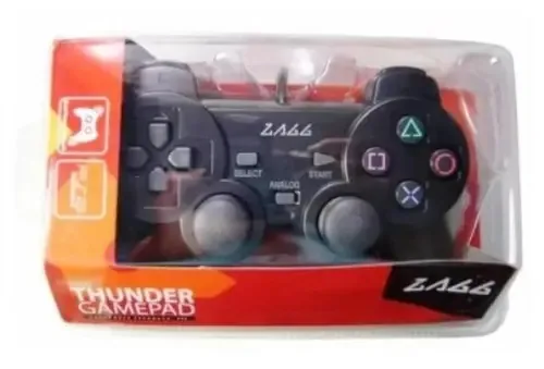Joypad Zagg Thunder Para Playstation 2 Dual Force Feedback Cor Preto