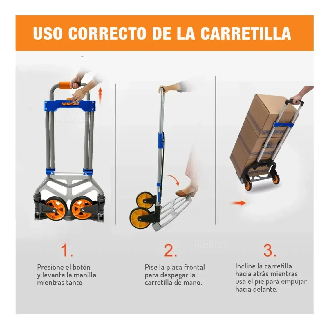 Carro De Carga Plegable 60kg 960mm Wadfow Wwb9a06- Smf