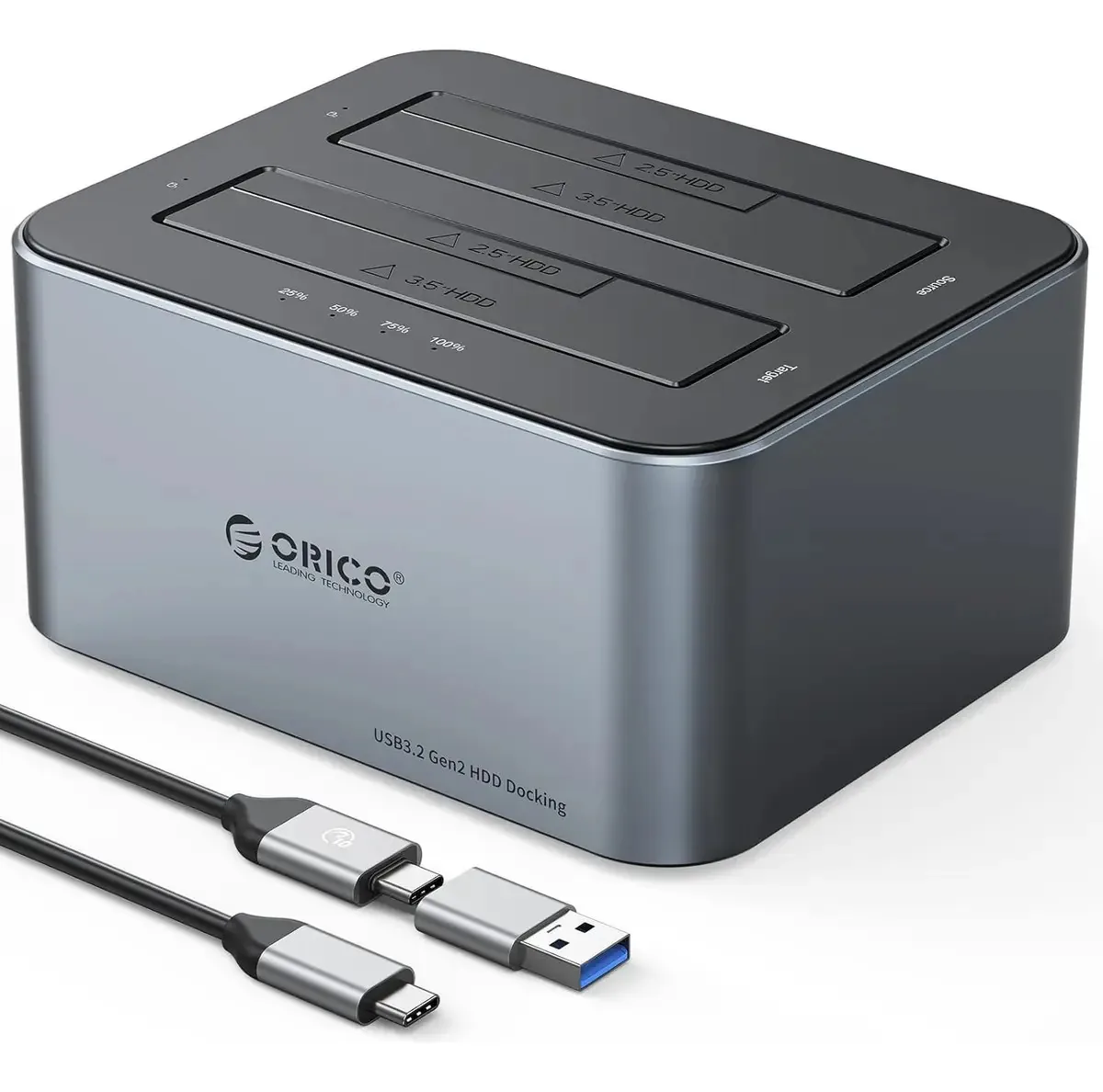 Dock Station 2 Baias Para Hd/ssd 2.5/3.5 Usb3.2 Gen2 10gbps