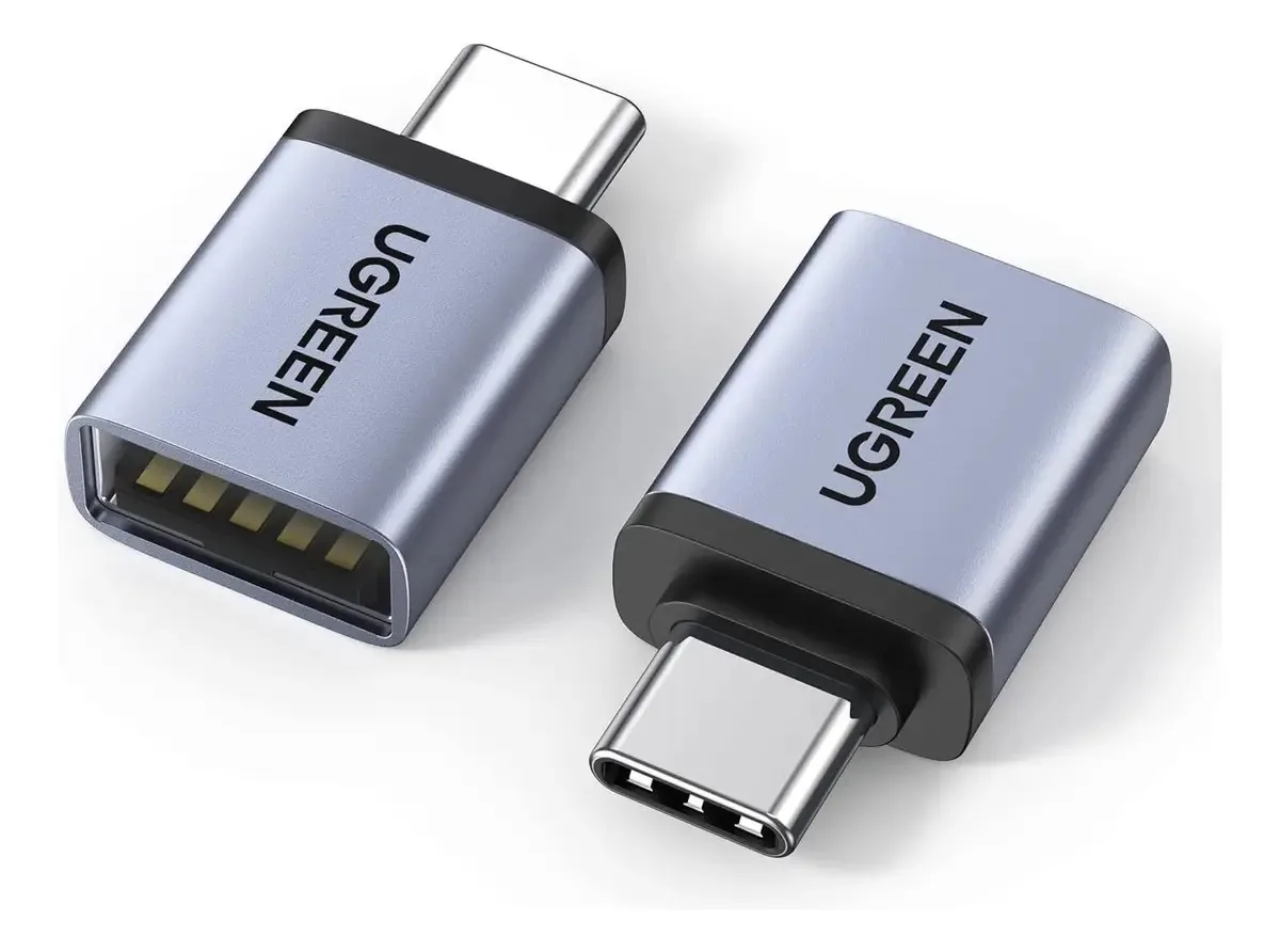 Adaptador USB C para USB A, terceiro adaptador fêmea, cor prateada verde