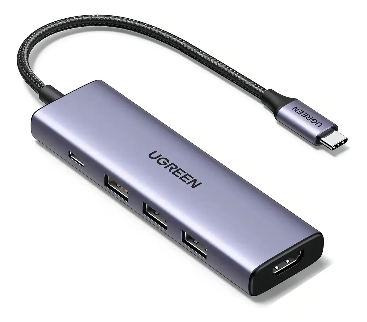 Hub Usb Ugreen Usb-c Com 3p Usb-a 3.0/hdmi/usb-c 100w Preto