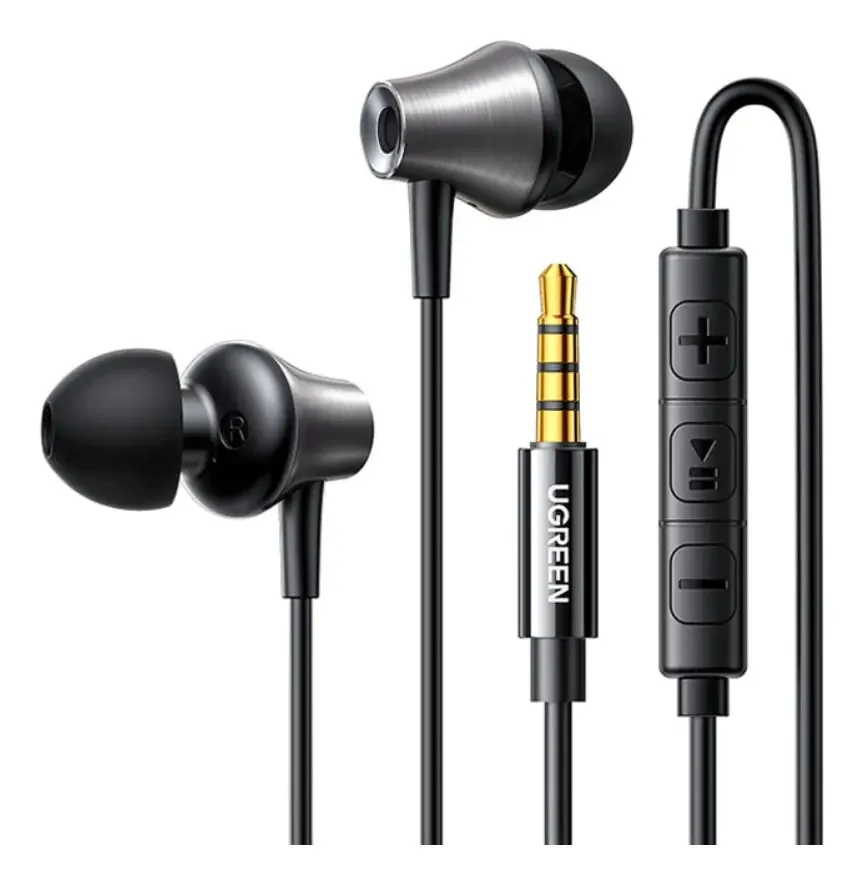 Fones de ouvido Ugreen Jack de 3,5 mm com viva-voz de 1,2 m, cor preta