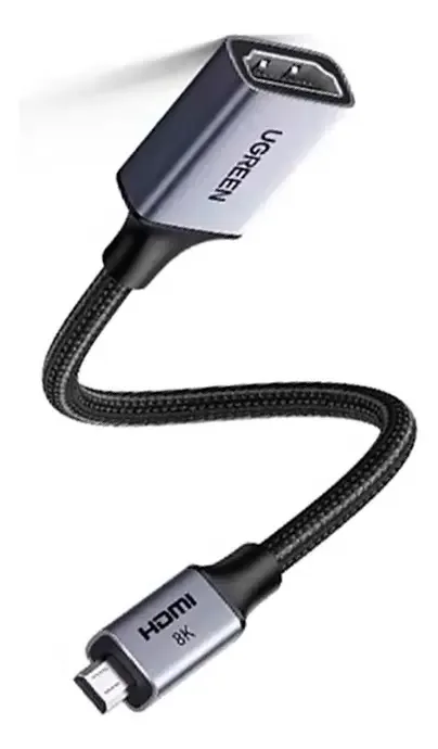Adaptador de áudio e vídeo micro HDMI 8k trançado de nylon