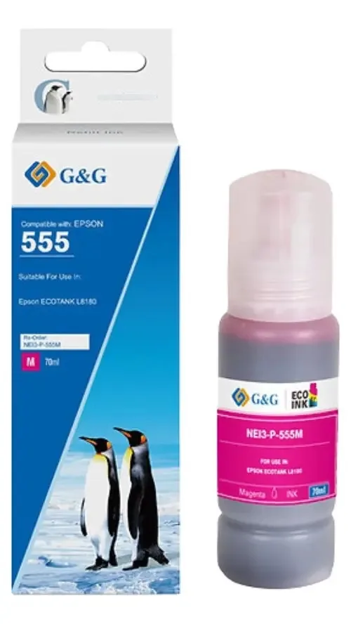 Tintas T555 para Epson Ecotank 70ml Tinta Magenta Premium L8160 G&g