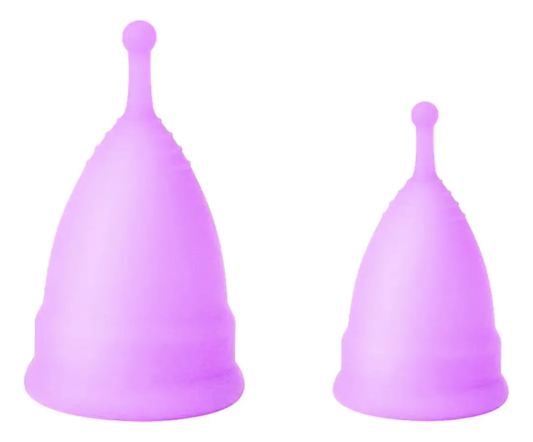 Kit Com 2 Coletores Menstruais Em Silicone Cor Roxo