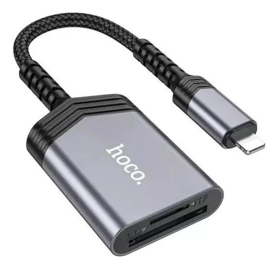 Leitor de cartão SD/ft Hoco Ua25 Lightning 2tb 480Mbps Cor cinza escuro
