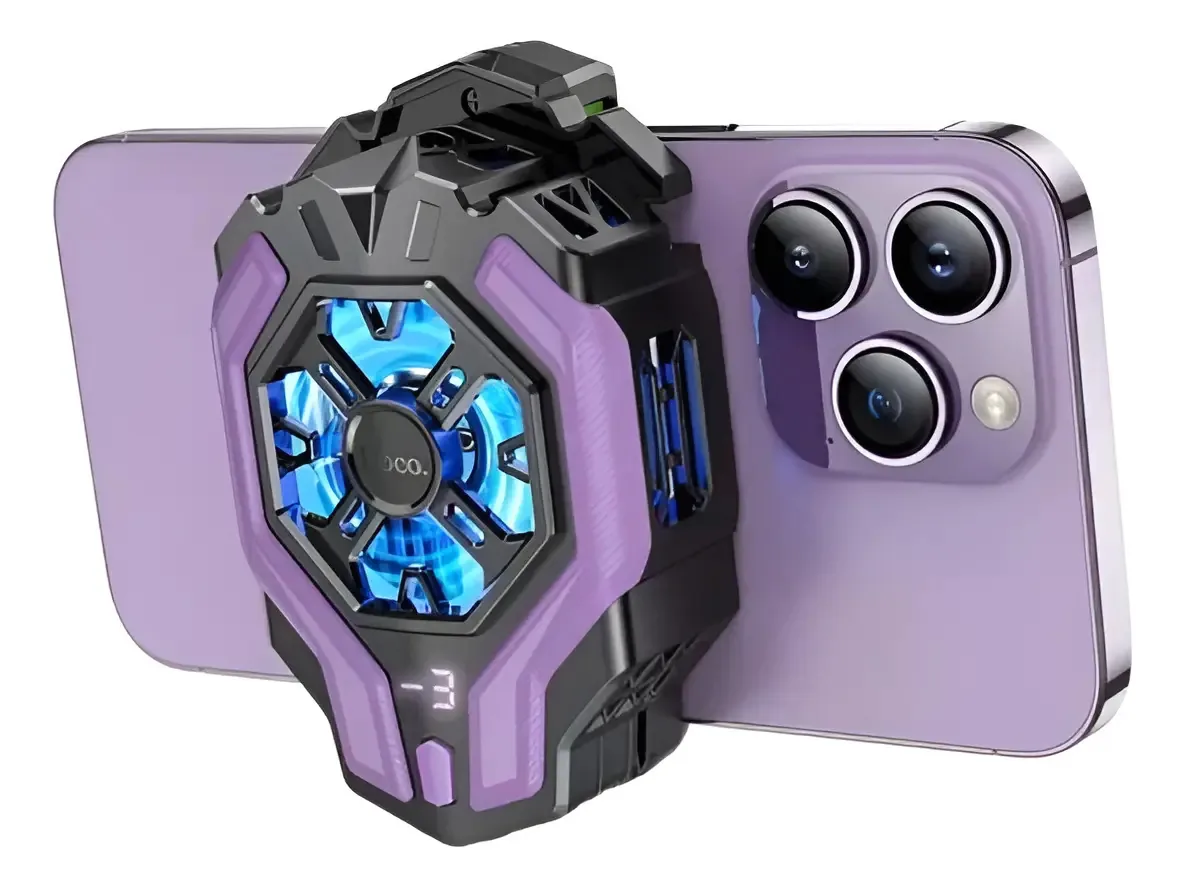 Refrigerador Gamer RGB para celular Gm26. Cor Cinza/Roxo