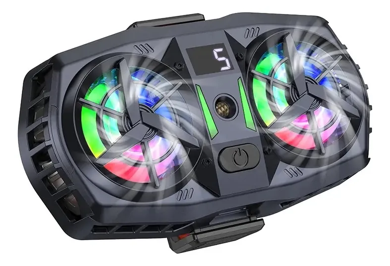 Ventilador duplo silencioso para jogos de celular - preto