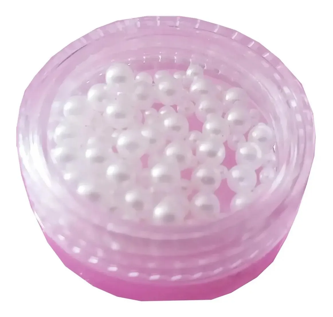 Decoração de unhas esculpida em branco perolado em pérolas 3D